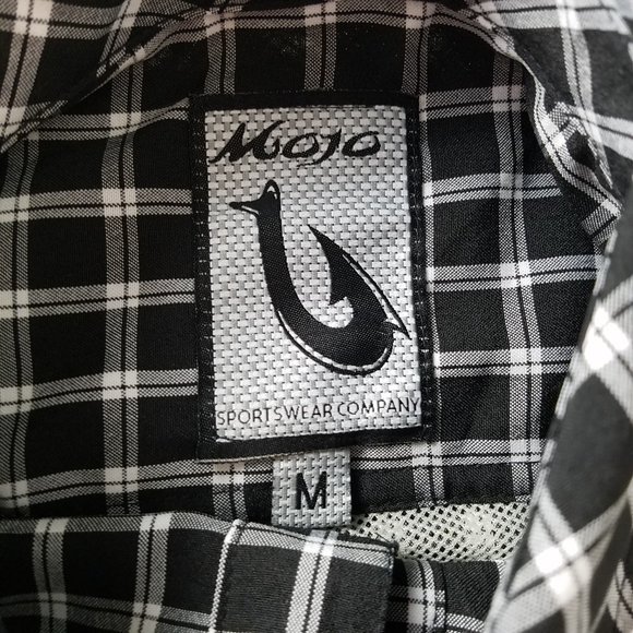 Mojo Sports Wear Mens Shirt Medium Black Plaid Long Sleeve Fishing Button Down - Picture 7 of 10